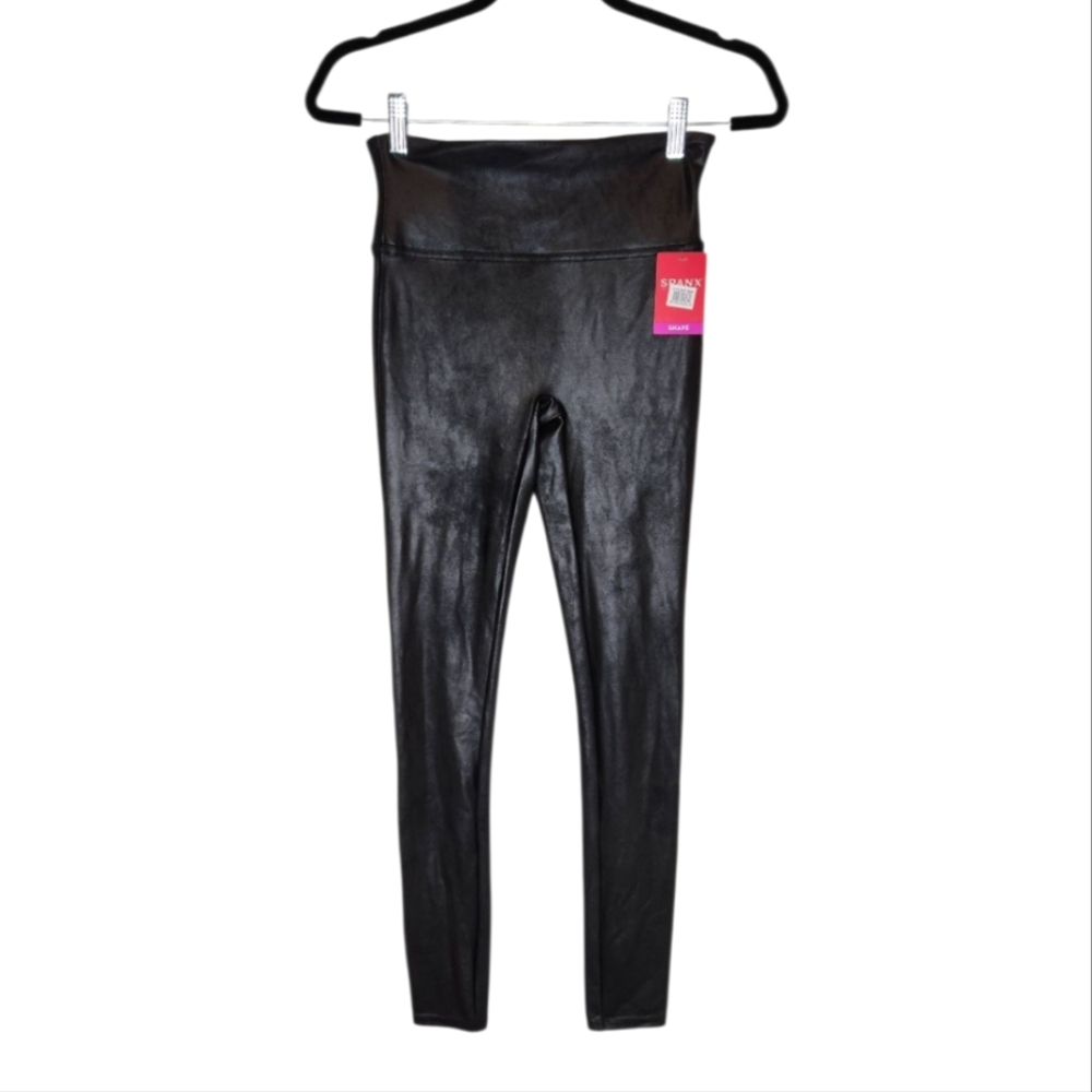 NEW Spanx Faux Leather Black Leggings Size Medium